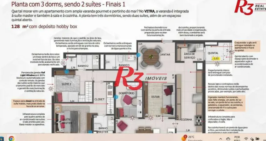 Apartamento com 3 dormitórios à venda, 124 m² por R$ 1.838.000,00 - Gonzaga - Santos/SP