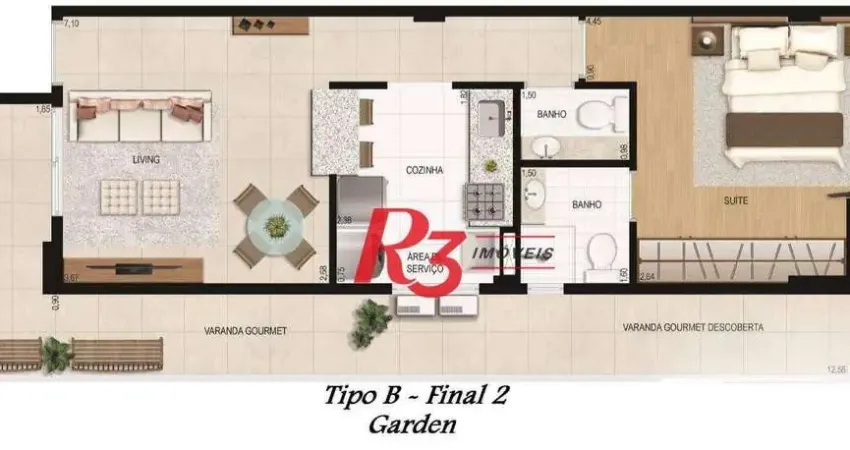Apartamento Garden à venda, 58 m² por R$ 740.000,00 - Boqueirão - Santos/SP