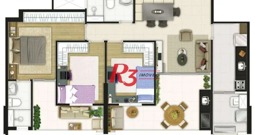 Apartamento com 3 dormitórios à venda, 90 m² por R$ 1.135.000,00 - Boqueirão - Santos/SP