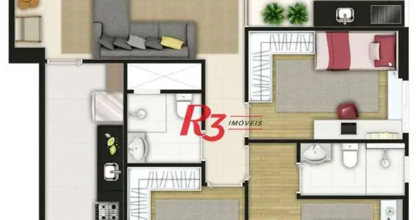 Apartamento à venda, 78 m² por R$ 983.000,00 - Boqueirão - Santos/SP
