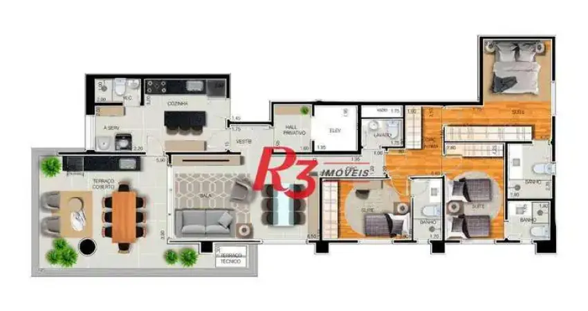 Apartamento com 3 dormitórios à venda, 158 m² por R$ 2.187.246 - Embaré - Santos/SP