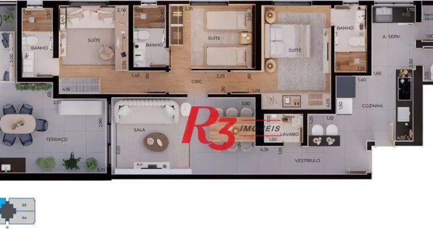 Apartamento à venda, 124 m² por R$ 1.646.638,51 - Boqueirão - Santos/SP
