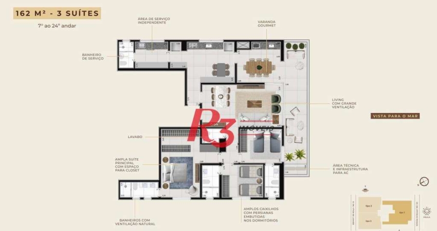 Apartamento à venda, 162 m² por R$ 1.808.035,64 - Boqueirão - Santos/SP