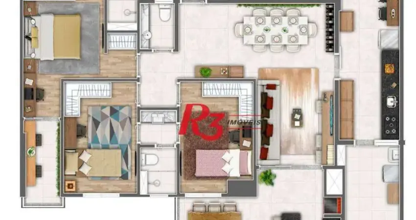 Apartamento com 3 dormitórios à venda, 116 m² por R$ 1.738.210,00 - Gonzaga - Santos/SP