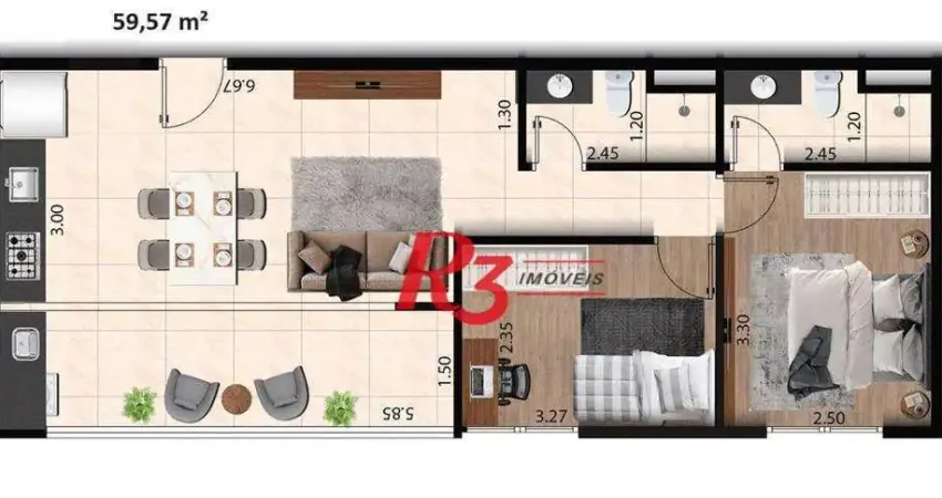 Apartamento à venda, 59 m² por R$ 508.000,00 - Macuco - Santos/SP