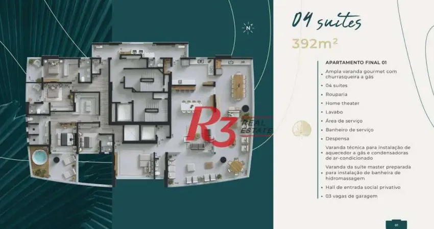Apartamento à venda, 392 m² por R$ 8.221.182,84 - Ponta da Praia - Santos/SP