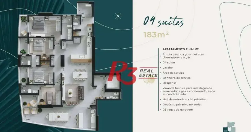 Apartamento à venda, 183 m² por R$ 2.408.936,86 - Ponta da Praia - Santos/SP