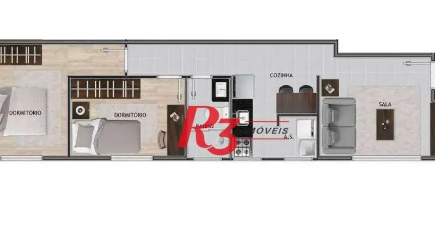 Apartamento à venda, 50 m² por R$ 385.900,00 - Macuco - Santos/SP
