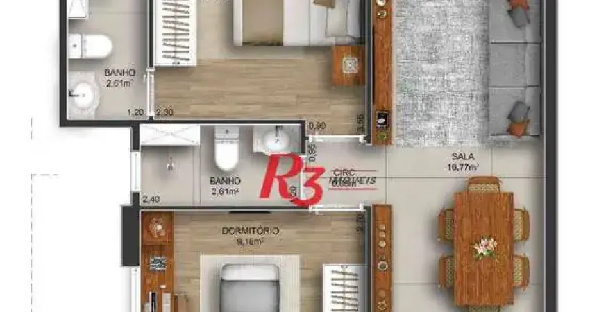 Apartamento com 2 dormitórios à venda, 74 m² por R$ 756.000 - Gonzaga - Santos/SP