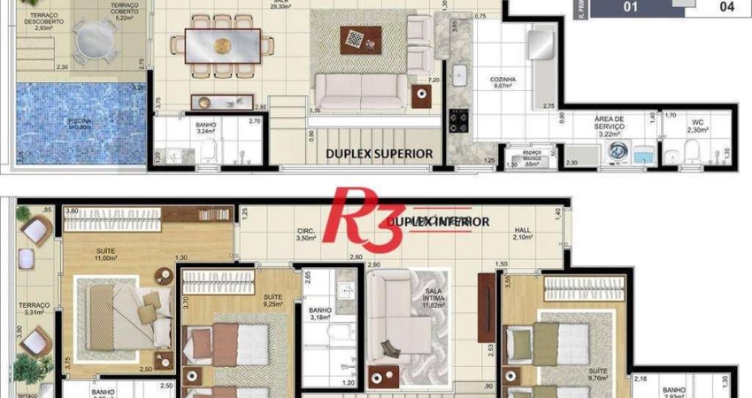 Cobertura à venda, 157 m² por R$ 2.255.000,00 - Aparecida - Santos/SP