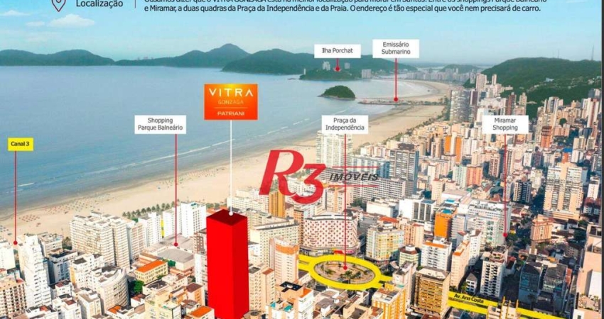 Apartamento com 3 dormitórios à venda, 124 m² por R$ 3.000.000,00 - Gonzaga - Santos/SP