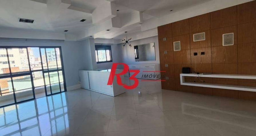Apartamento com 3 dormitórios para alugar, 133 m² por R$ 9.800,02/mês - Boqueirão - Santos/SP