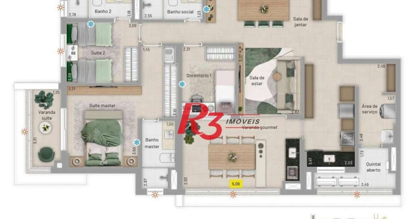 Apartamento à venda, 123 m² por R$ 1.774.000,00 - Embaré - Santos/SP