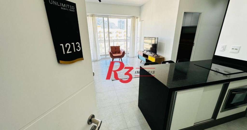 Apartamento com 1 dormitório para alugar, 60 m² por R$ 5.500,00/mês - Pompéia - Santos/SP