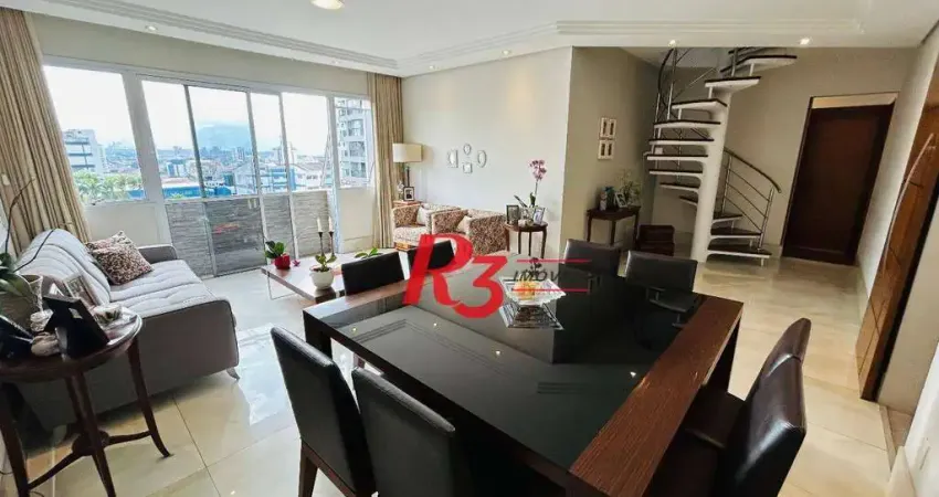 Cobertura com 3 dormitórios à venda, 258 m² por r$ 2.980.000,00 - boqueirão - santos/sp