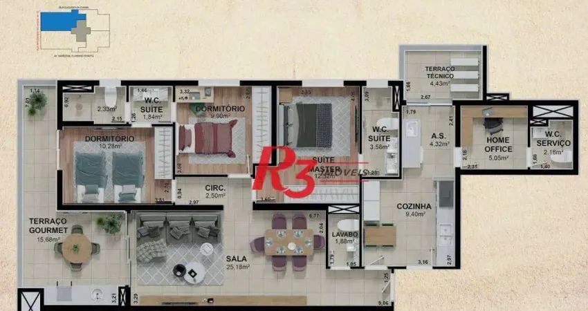 Apartamento à venda, 132 m² por r$ 1.850.000,00 - pompéia - santos/sp