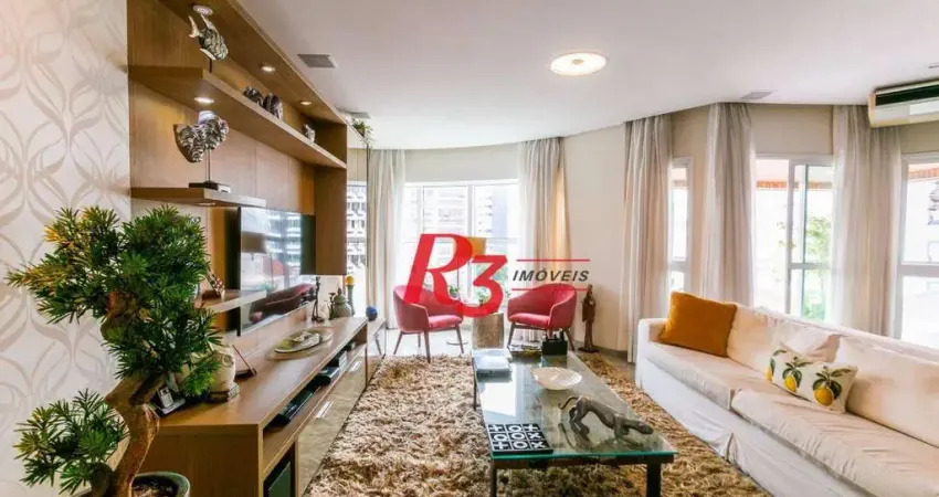 Apartamento com 4 dormitórios para alugar, 204 m² por r$ 18.000,01/mês - gonzaga - santos/sp