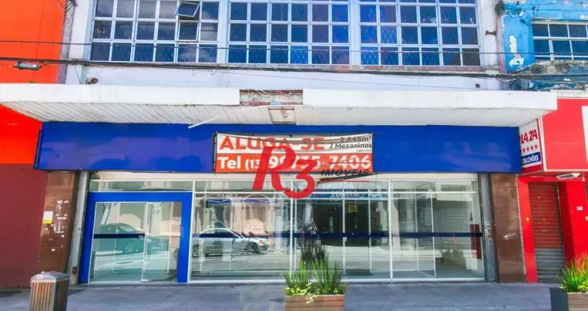 Loja para alugar, 2848 m² por r$ 59.900,00/mês - centro - santos/sp