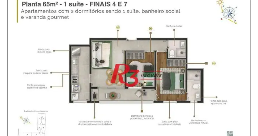 Apartamento à venda, 65 m² por r$ 615.000,00 - marapé - santos/sp