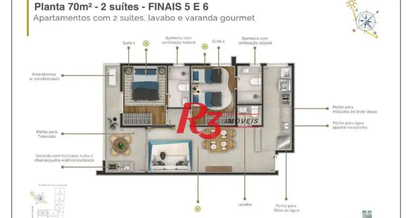 Apartamento à venda, 70 m² por r$ 711.061,30 - marapé - santos/sp