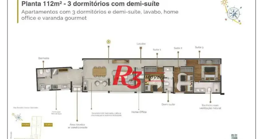 Apartamento à venda, 112 m² por r$ 1.288.000,00 - marapé - santos/sp