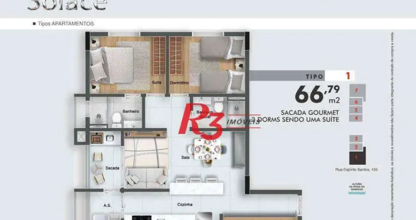 Apartamento com 2 dormitórios à venda, 66 m² por r$ 490.000,00 - campo grande - santos/sp