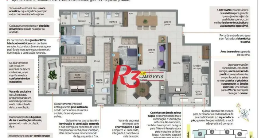 Apartamento com 3 dormitórios à venda, 129 m² por r$ 2.049.998,00 - embaré - santos/sp
