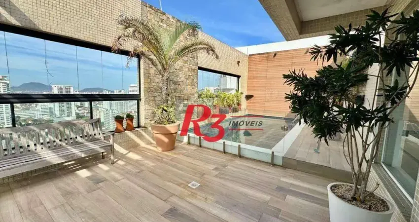 Cobertura com 4 dormitórios à venda, 478 m² por r$ 5.350.000,00 - vila rica - santos/sp