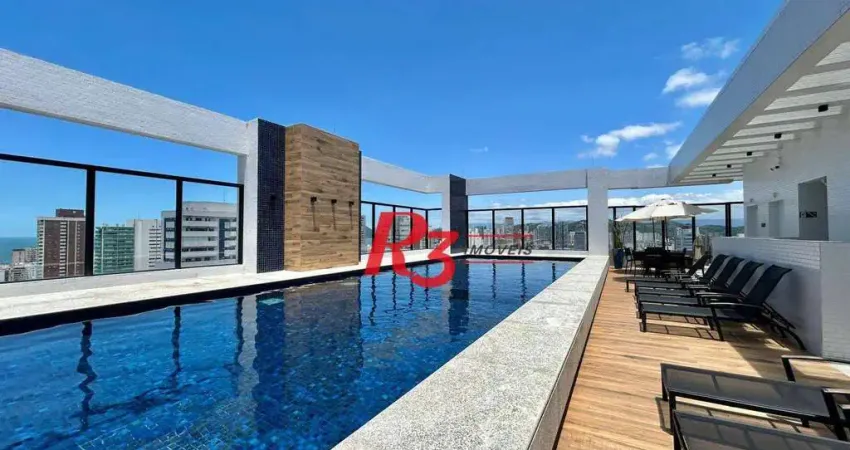 Apartamento com 1 dormitório para alugar, 54 m² por r$ 6.000,00/mês - boqueirão - santos/sp