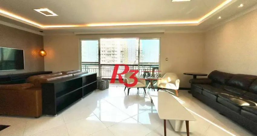 Apartamento com 3 dormitórios para alugar, 138 m² por r$ 16.000,00/mês - gonzaga - santos/sp