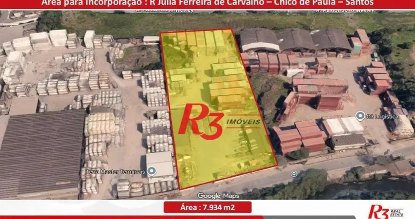 Terreno à venda, 7934 m² por r$ 40.000.000,00 - chico de paula - santos/sp