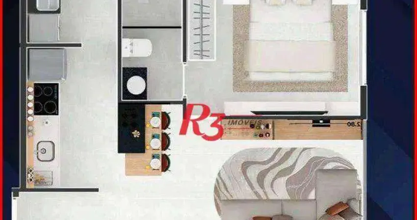 Apartamento com 1 dormitório à venda, 38 m² por r$ 352.000,00 - aparecida - santos/sp