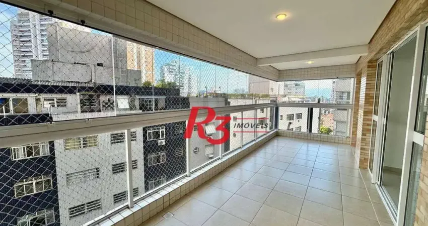 Apartamento com 2 dormitórios para alugar, 109 m² por R$ 7.500,00/mês - Gonzaga - Santos/SP