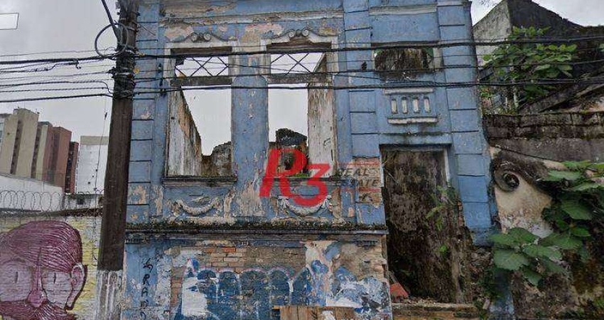 Terreno comercial à venda na Rua Bitencourt, 179, Vila Nova, Santos