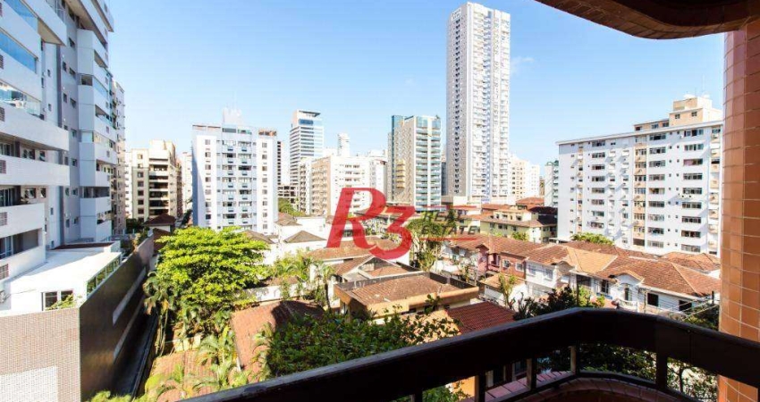 Apartamento com 3 dormitórios à venda, 118 m² - Gonzaga - Santos/SP