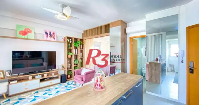 PORTEIRA FECHADA , Apartamento com 1 dormitório à venda, 46 m² por R$ 795.000 - Boqueirão - Santos/SP