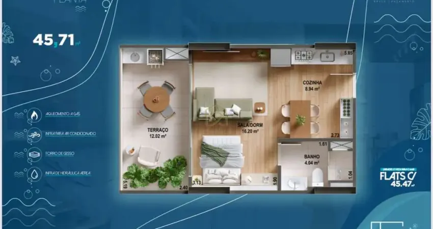 Flat com serviço em frente ao mar em praia grande junto ao pão de açúcar