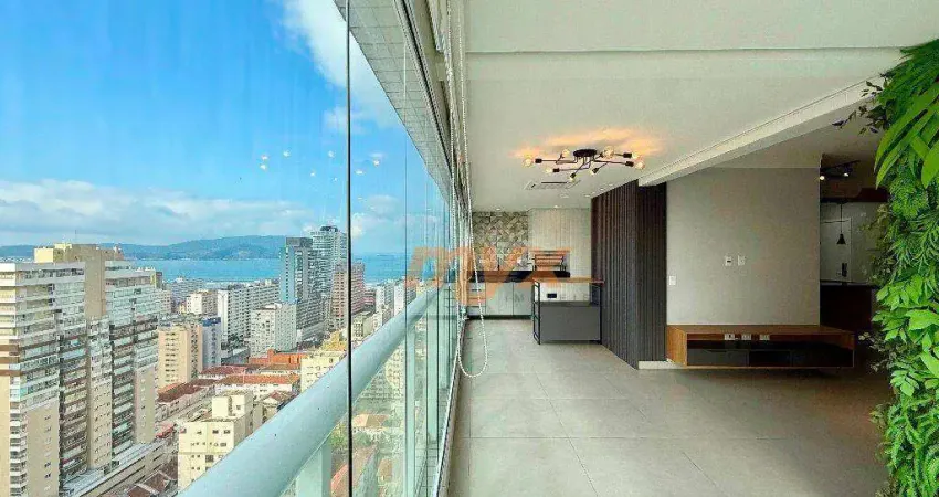 Apartamento com 2 dormitórios para alugar, 106 m² por r$ 10.000,00/mês - gonzaga - santos/sp