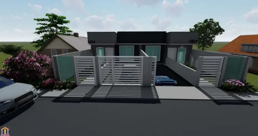 Casas com 3 quartos sendo 1 suíte, garagem térrea para 3 carros , área de terreno nos fundos com 60m² Acabamento em porcelanato, textura projetada