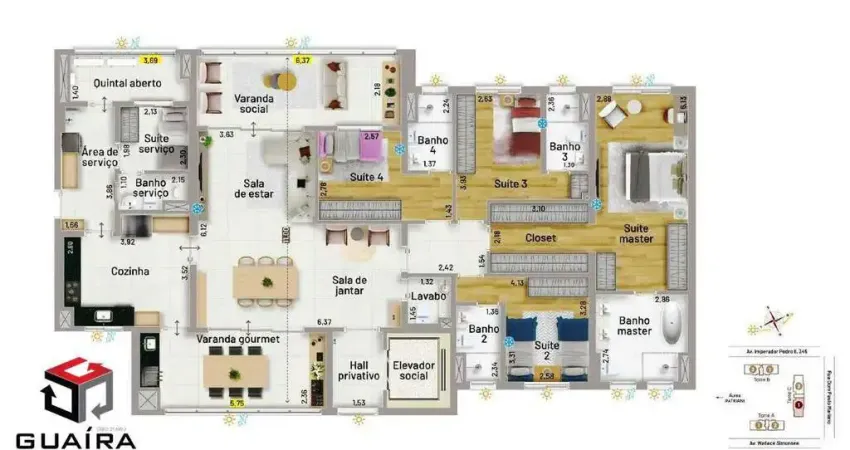 Apartamento à venda 4 quartos 4 suítes 5 vagas Nova Petrópolis - São Bernardo do Campo - SP