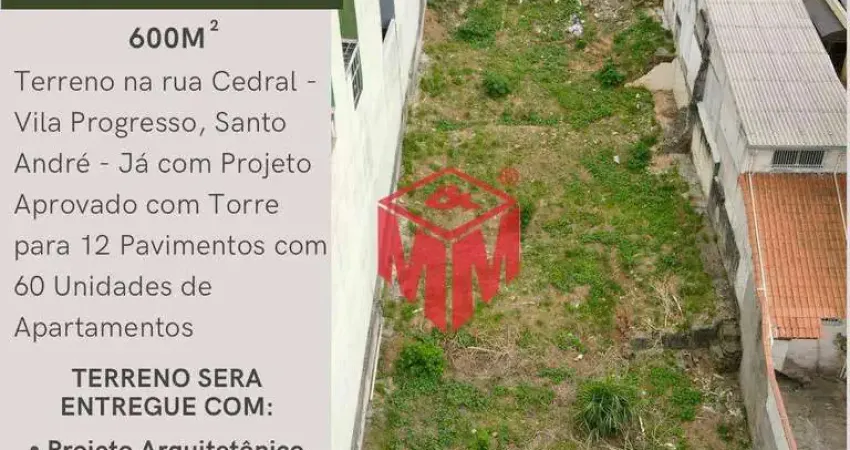 Terreno à venda na Rua Cedral, Vila Progresso, Santo André