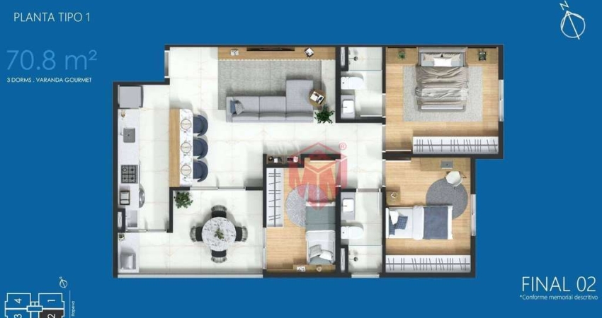 Em Construção! Últimas unidades! Apartamento com 70 m², 3 dormitórios (1 suíte) e 2 vagas no Baeta Neves, São Bernardo do Campo.