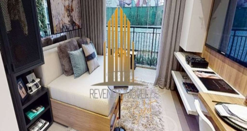 Condomínio Constantino Campo Belo, Studio de 34m² com 1 dormitório, varanda, sem vaga.