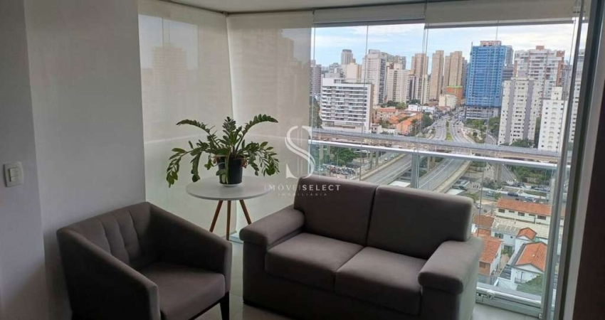 Condomínio B 103 no Brooklin, Apartamento Mobiliado de 42m² com 1 dormitório, 1 vaga.