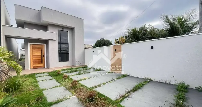 Casa linear moderna com 3 quartos e área gourmet completa com pé direito alto?em itaipuaçu