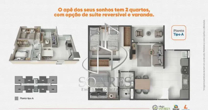 Apartamento com 2 quartos à venda na Alameda Um, 10, Coqueiro, Belém