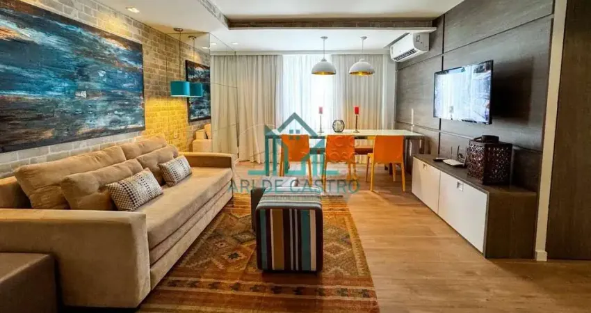 Apartamento duplex com 2 quartos, mobiliado e climatizado com planta única e exclusiva.
