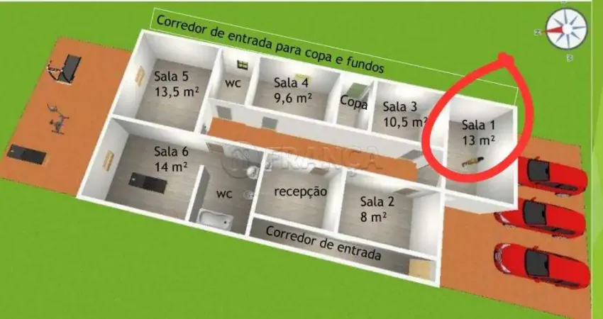 Sala comercial para área de saúde/educação - jardim didinha - jacareí