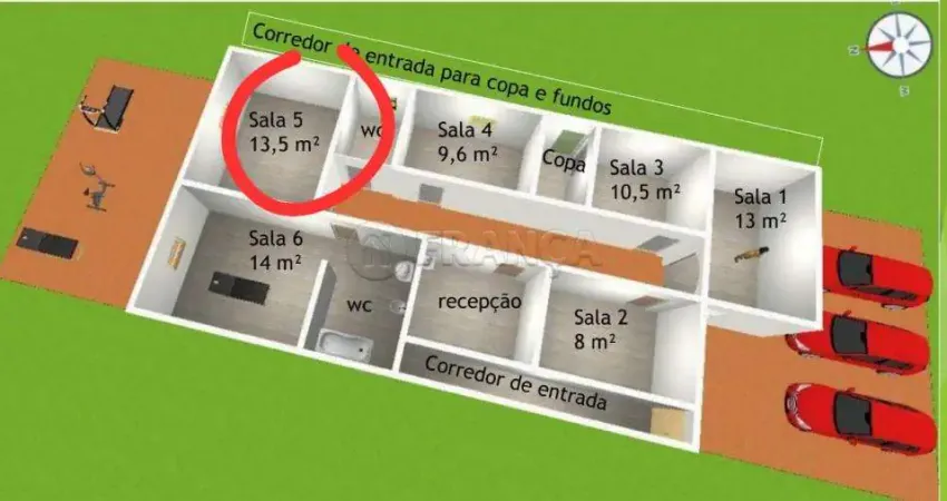 Sala comercial para área de saúde/educação - jardim didinha - jacareí