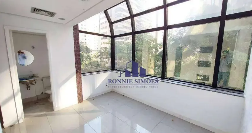 Sala comercial para alugar e vender, 40 m², moema, edifício glass tower, av. jandira, 3 salas, 1 banheiro, 1 vaga, próximo do metrô